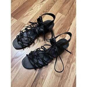 Vince Women's Beaumont Leather Lace Up Block Heel Sandals 9